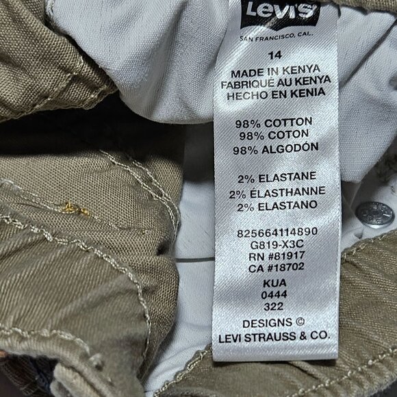 Levis Youth Khaki Pull on Pants Size 14 Jeans Slim Fit Stretch Comfort Waist - Picture 8 of 8